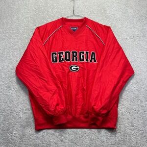 VTG Team Edition Georgia Bulldogs Jacket Mens M Red V-Neck Windbreaker Pullover